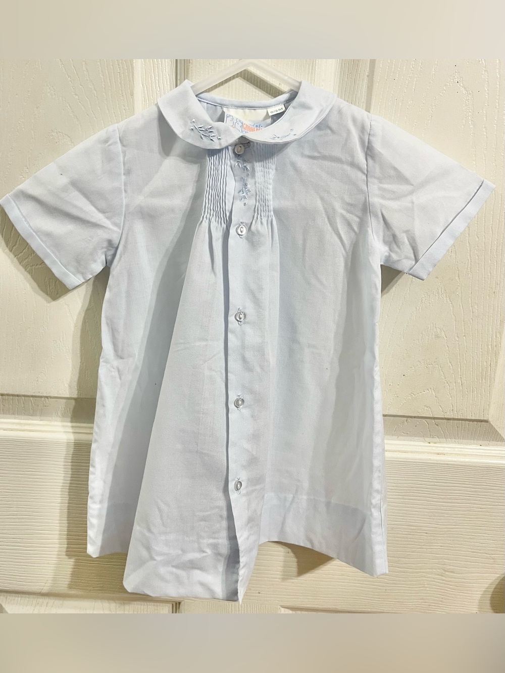 Vintage 1999 Bebe Glynne Percy Baby Dress 0-6M Blue Embroidered
